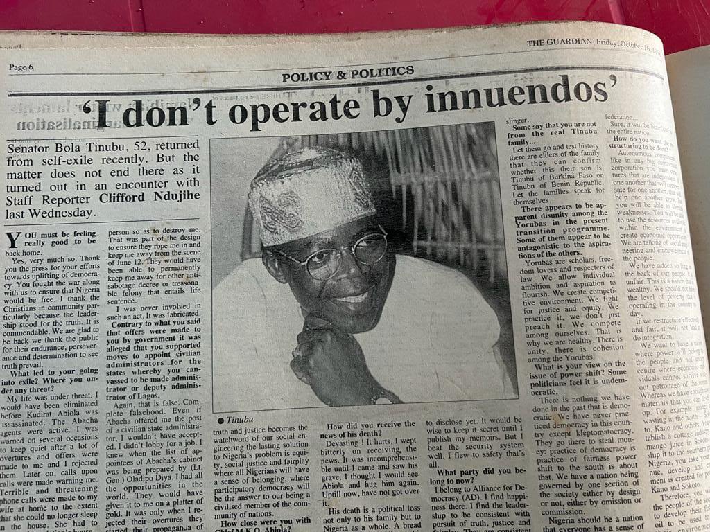 Tinubu was 52 years in 1993. 31 years later, he is still 72. Those of you who are shouting 83 years, don't understand mathematical calculations. If you calculate the age with base 10, you'd get 72. But, if you use base 14, you'd get 83. It all depends on your approach.