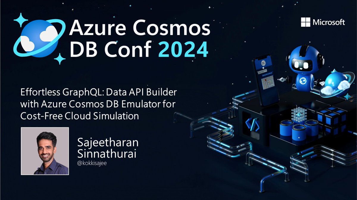 kokkisajee's tweet image. Join me at #AzureCosmosDBConf for a deep dive into transforming Azure Cosmos DB collection into a GraphQL API in seconds, perfect for your JAMstack app. Learn with the Azure Cosmos DB emulator locally and deploy to #Azure. Don't miss out! 🚀 #Emulator #DAB #azurecosmosdb