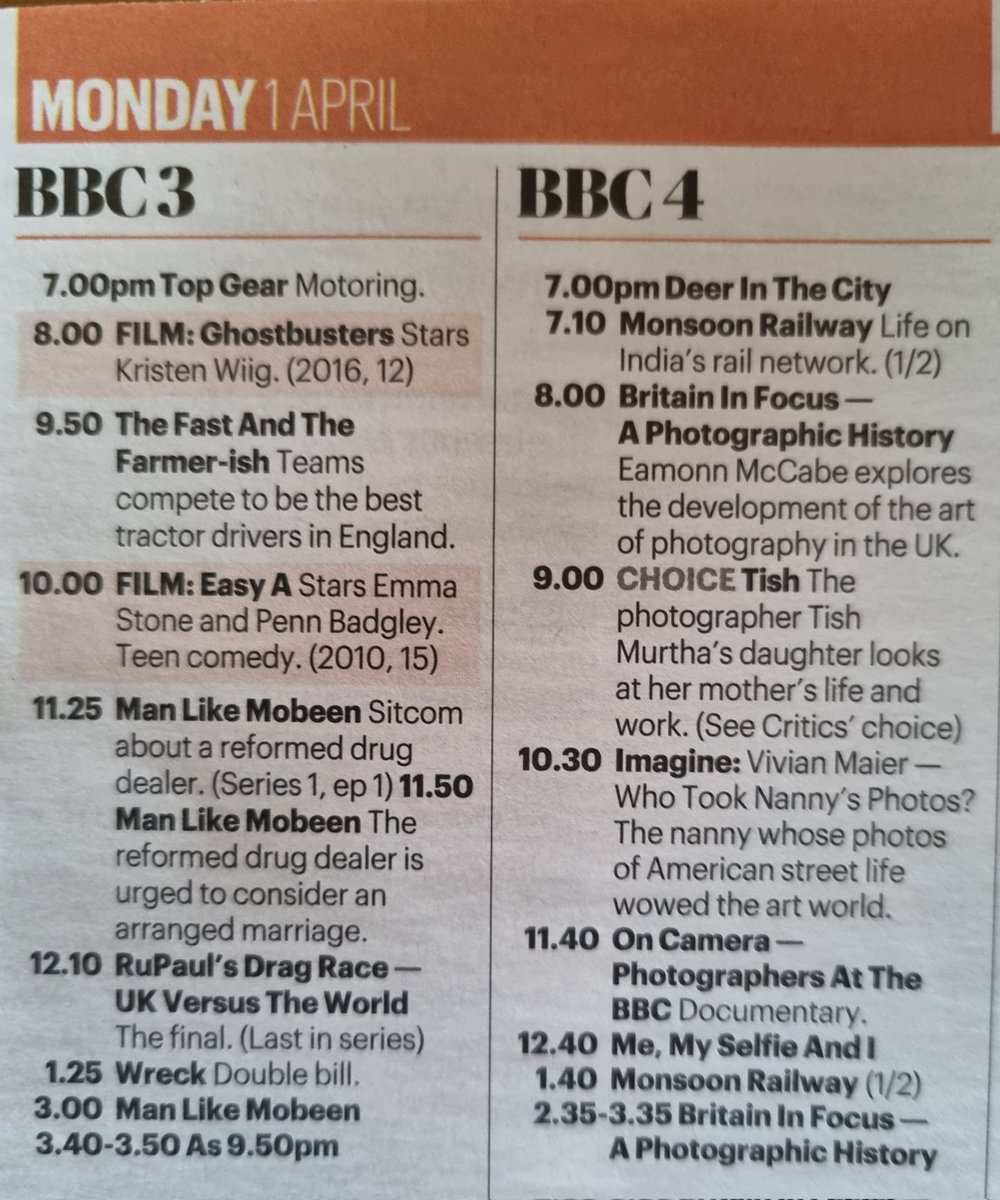 A photography-themed evening of programmes tonight on BBC4 in the UK.