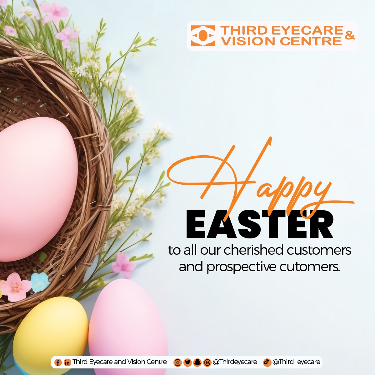May your Easter be as bright and joyful as perfect vision! Happy Easter from all of us at Third Eyecare and Vision Centre!!!!!! #thirdeyecareandvisioncentre #besteyeclinicinghana #Eastermonday #April2024