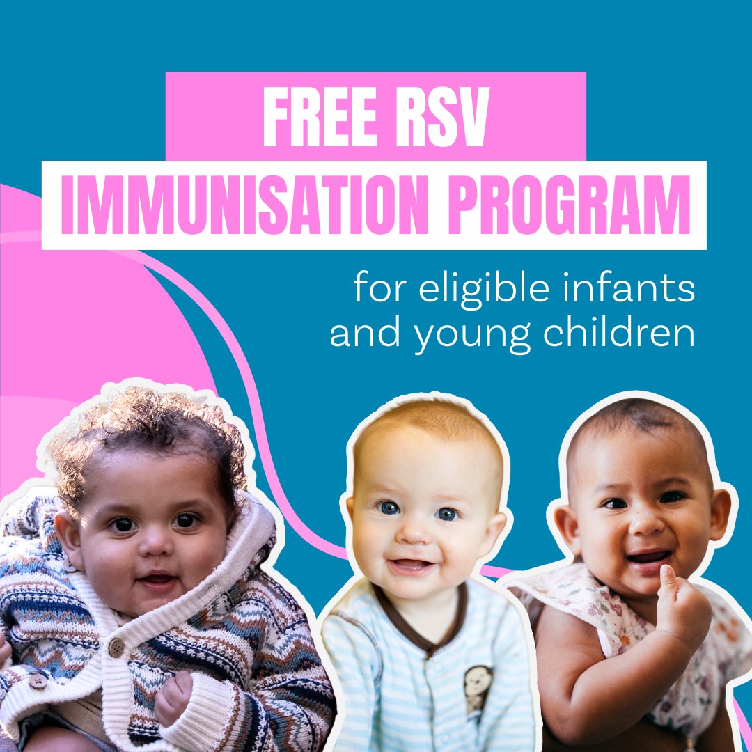 Have you heard? 📢 Cases of Respiratory Syncytial Virus (RSV) are rising, with infants & young kids at greater risk of serious illness. A new & free RSV immunisation program will be available next month for eligible infants & young children. Learn more 👉 bit.ly/3ISRpek