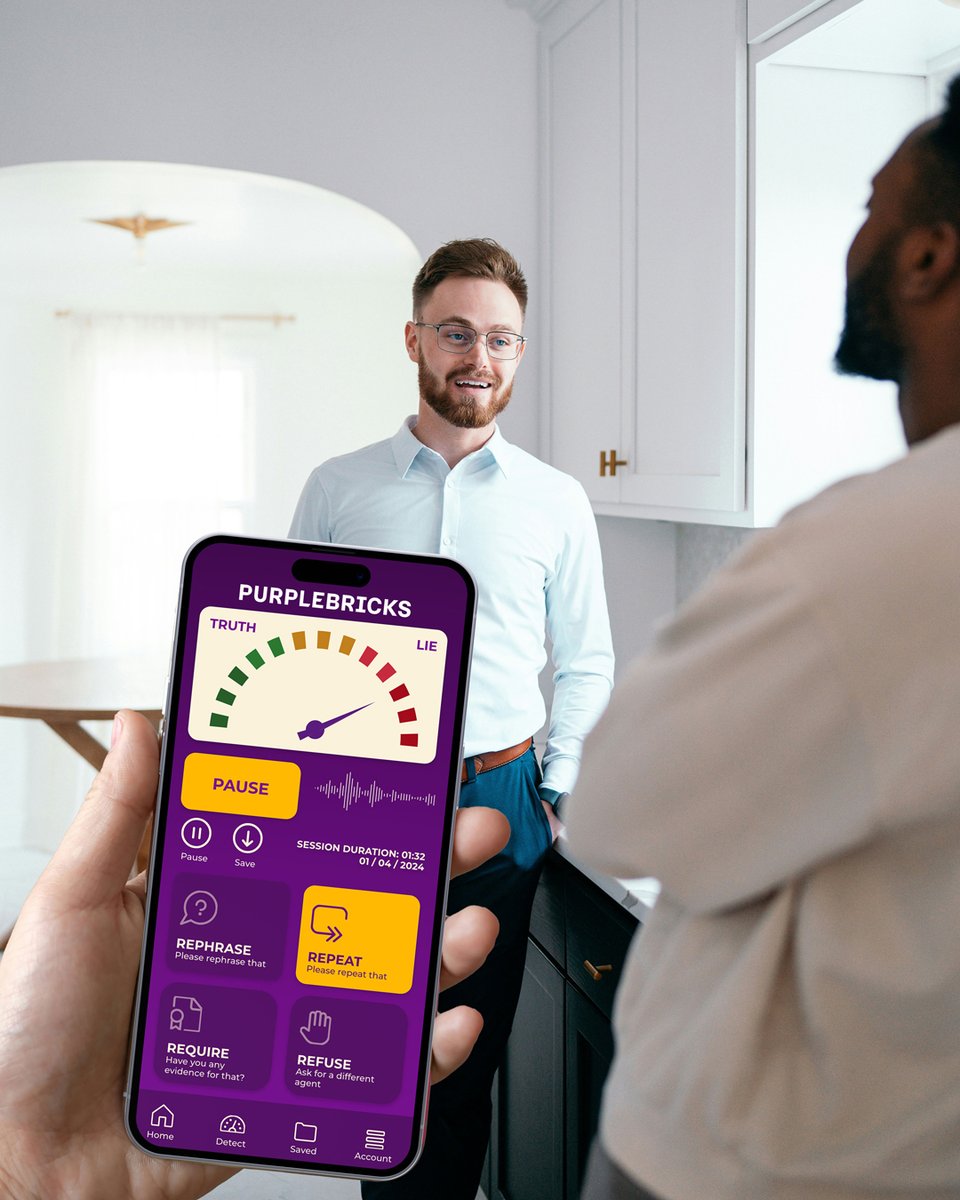 Is he talking ‘BS’? Download Purplebricks’ new ‘BS detector’ app to find out. The AI-powered software will alert users when it hears suspicious speech patterns, based on Purplebricks’ own customer response data. Download it here purplebricks.co.uk/services/bs-de…