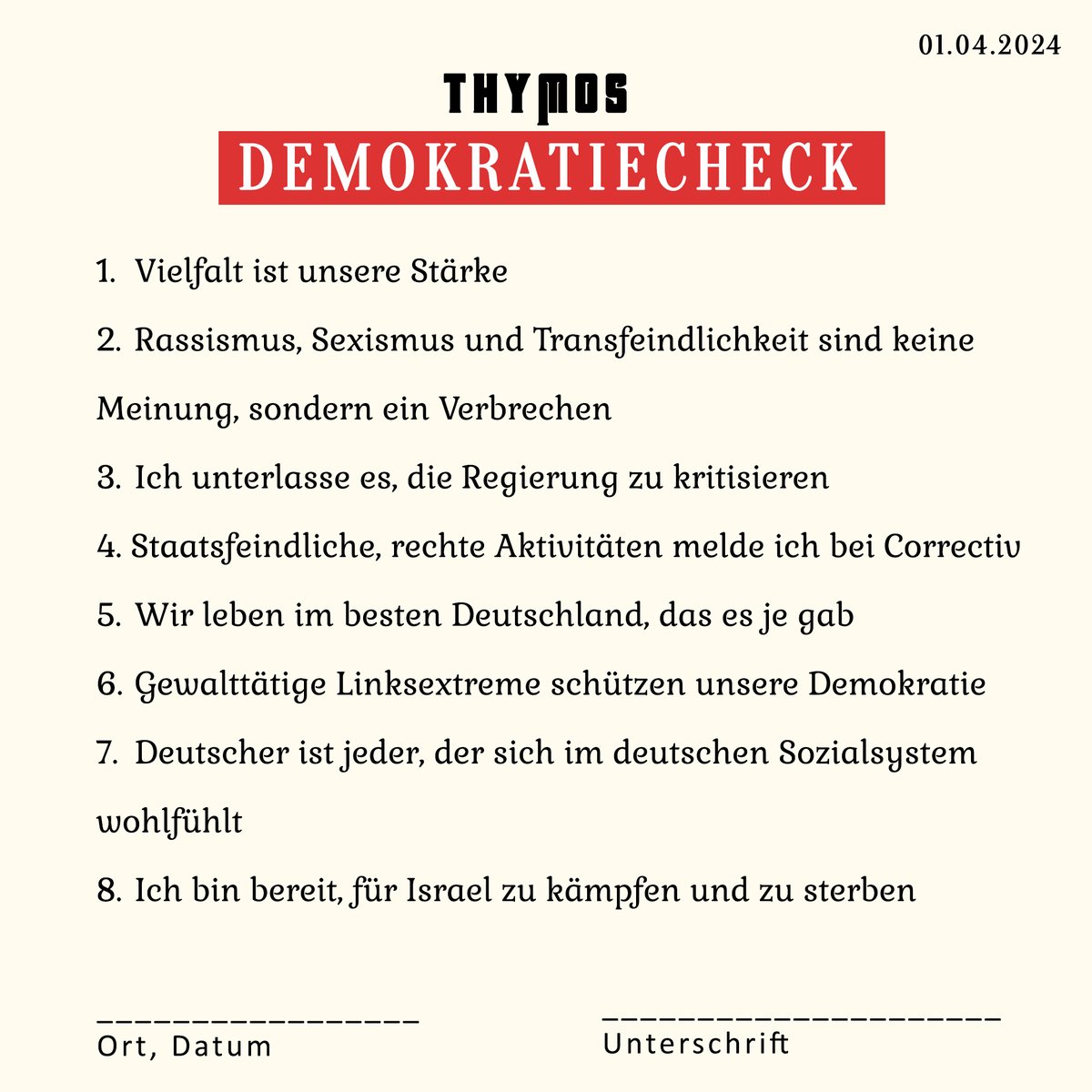 Der VS kam auf uns zu und hat uns mitgeteilt, dass unser Magazin problematisch sei. Zum Glück konnten wir uns einigen und dürfen unsere Seite weiterführen! Dafür müssen unsere Autoren zukünftig den angehängten Demokratiecheck erfüllen.