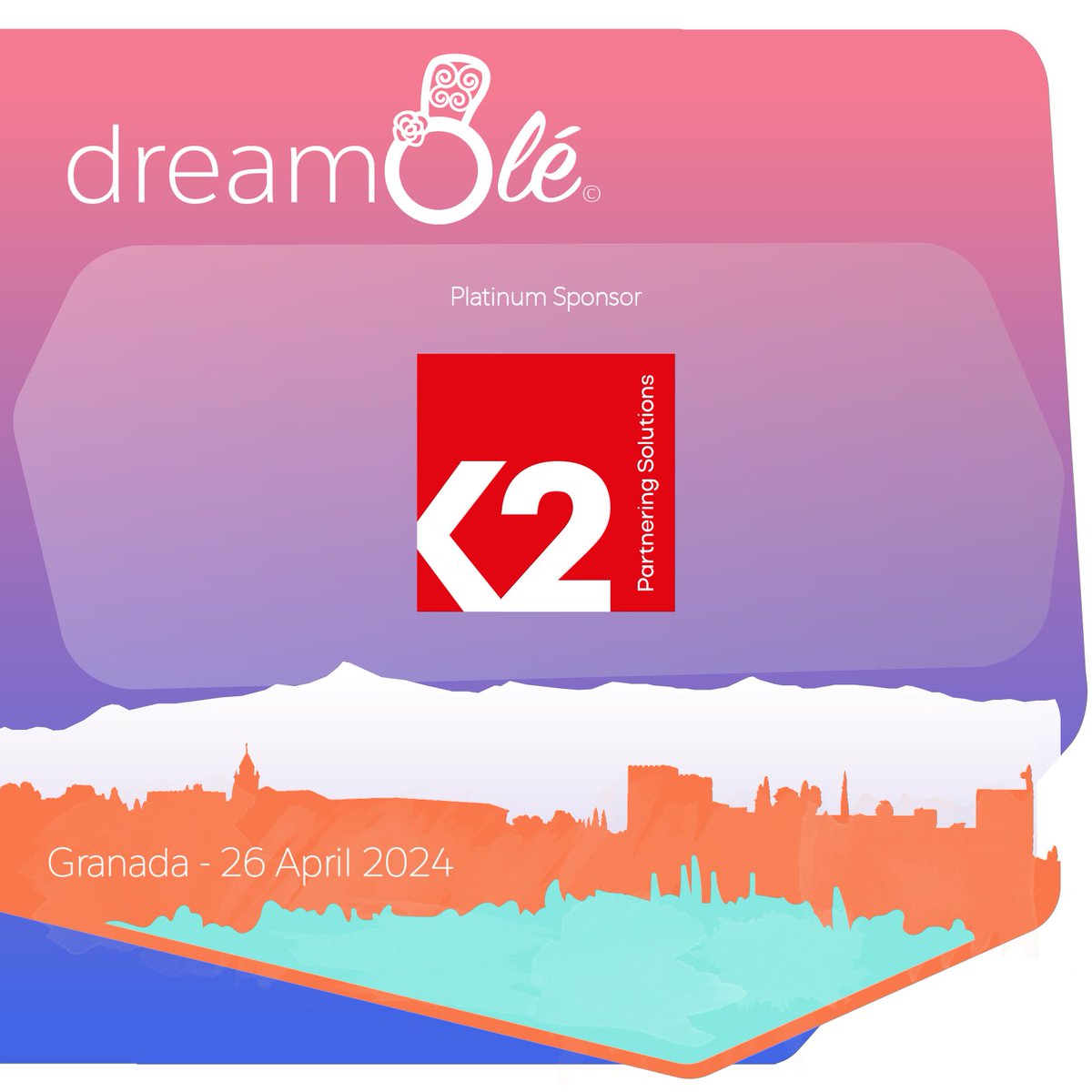 😎 We continue with great announcements! 😎

It's wonderful to welcome K2 Partnering Solutions back to dreamOlé this year for #dreamOlé24, as a ⚪ PLATINUM sponsor ⚪ .
Meet them at our EXPO on the 26th of April in Granada.
#TrailblazerCommunity #Spain #Granada #SalesforceOhana