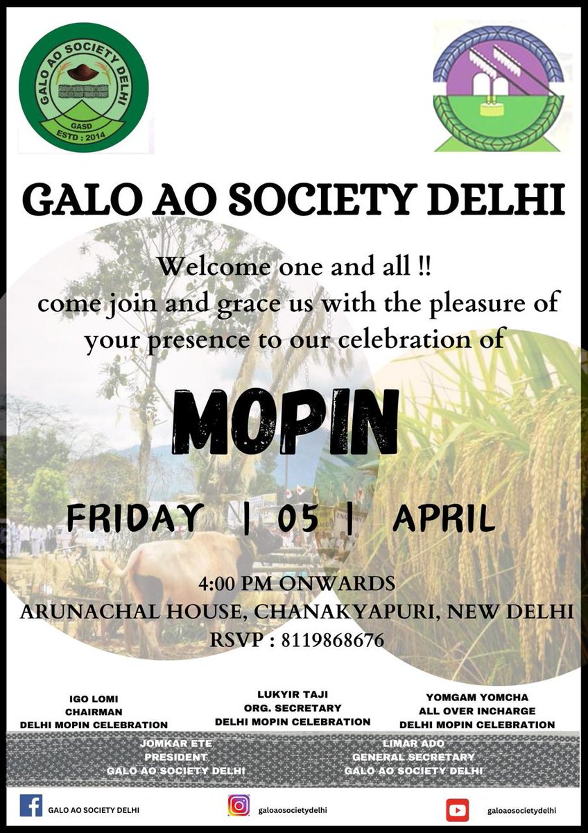 Mopin is a sacred Agro-based festival of the Galo tribe of Arunachal Pradesh that is held every year on April 5th to ensure healthy harvesting and prosperity for all Mankind. Come & celebrate with us on this momentous occasion! #Mopinagambv! #GaloMopin #Arunachalpradeshgalos