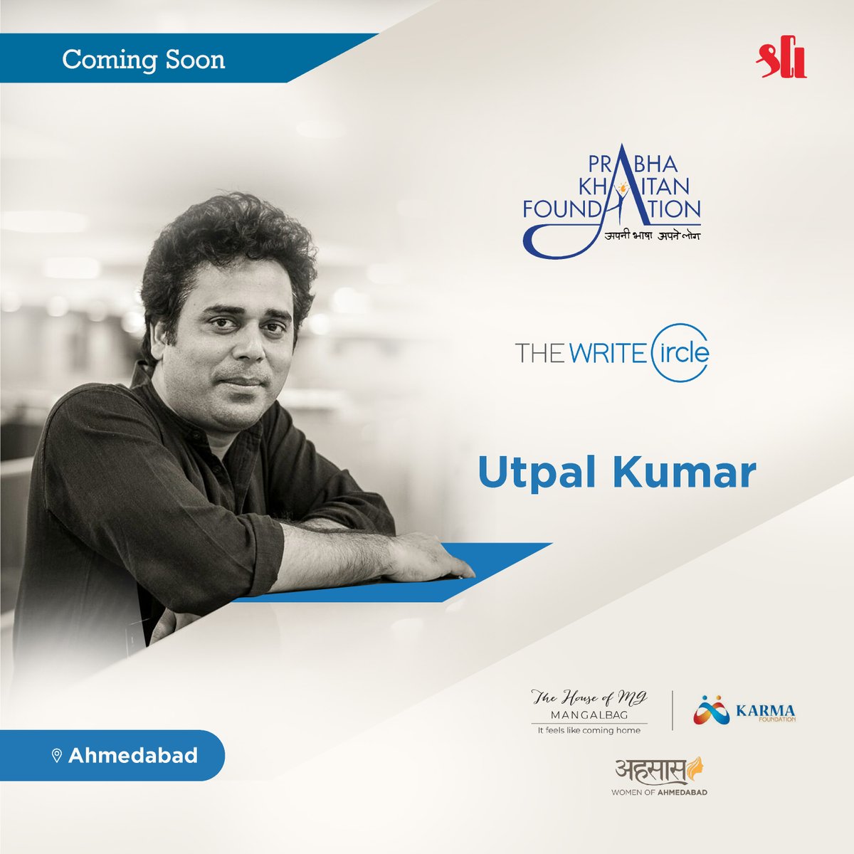 Prabha Khaitan Foundation (@foundationpk) on Twitter photo #ComingSoon to #Ahmedabad! Stay tuned for an engaging session of 'The Write Circle' as we host acclaimed author Utpal Kumar.
<a href="/Utpal_Kumar1/">Utpal Kumar</a> <a href="/NeerjaGuptaa/">Neerja Gupta</a> <a href="/ehsaaswomen/">EHSAAS</a> <a href="/Priyanshi_Patel/">Priyanshi</a> #ShaneelParekh <a href="/TheKarmaFoun/">Karma Foundation</a> <a href="/TheHouseofMG/">The House of MG</a> <a href="/write_circle/">Write Circle</a> #ComingSoon to #Ahmedabad! Stay tuned for an engaging session of 'The Write Circle' as we host acclaimed author Utpal Kumar.
<a href="/Utpal_Kumar1/">Utpal Kumar</a> <a href="/NeerjaGuptaa/">Neerja Gupta</a> <a href="/ehsaaswomen/">EHSAAS</a> <a href="/Priyanshi_Patel/">Priyanshi</a> #ShaneelParekh <a href="/TheKarmaFoun/">Karma Foundation</a> <a href="/TheHouseofMG/">The House of MG</a> <a href="/write_circle/">Write Circle</a>