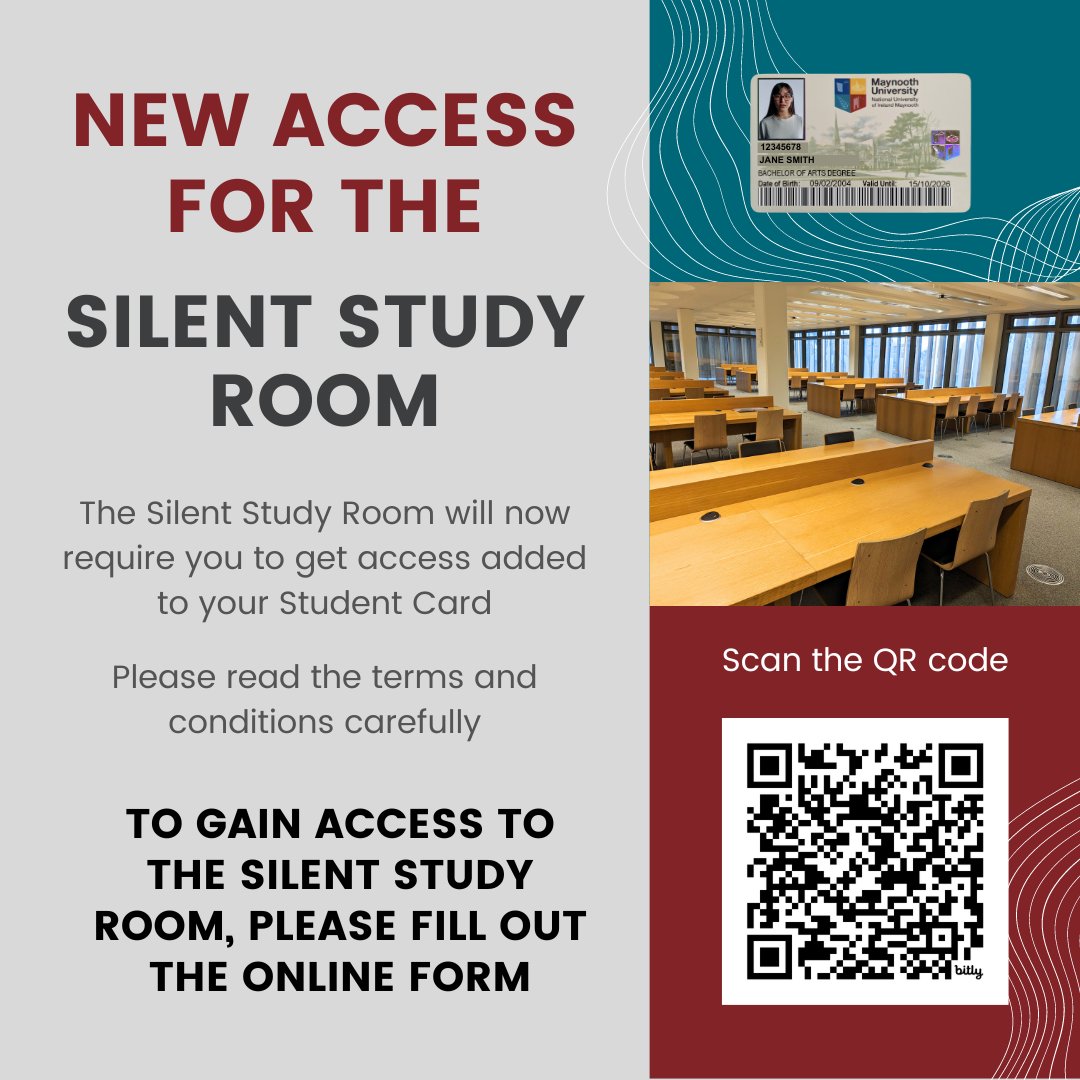 library_MU's tweet image. The Silent Study Room will now require you to get access added to your Student Card. Please fill in the online form and read the terms and conditions carefully and come to the Information Desk with your Student Card bit.ly/SilentStudyAcc… #silentstudy #libraryrules #MUlibrary