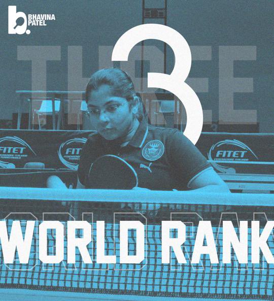 Delighted that through all my hard work I am now ranked 3rd in the World in the Women’s Singles Class 4 Category. 🇮🇳