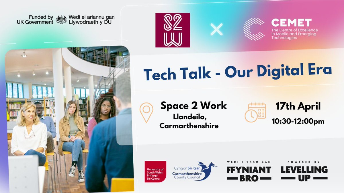 Join us for an insightful session where we will shed light on the technology that shapes our world. 💫 Also a great opportunity to network and mingle over lunch! 📅 17th April ⏰ 10:30-12 pm 📍 Space2Work, Llandeilo 🔗 buff.ly/4ag4zOv #carmarthenshire #Llandeilo