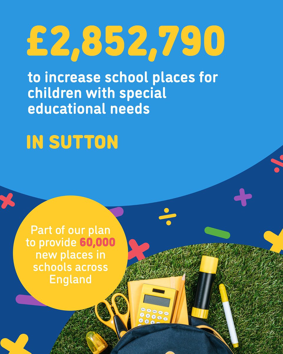 📚More support for children with special educational needs📚 📈60,000 more school places for children with special educational needs 🏫92 more special free schools, on top of the 108 we've already delivered 💷£850 million as part of our £2.6bn investment between 2022 and 2025