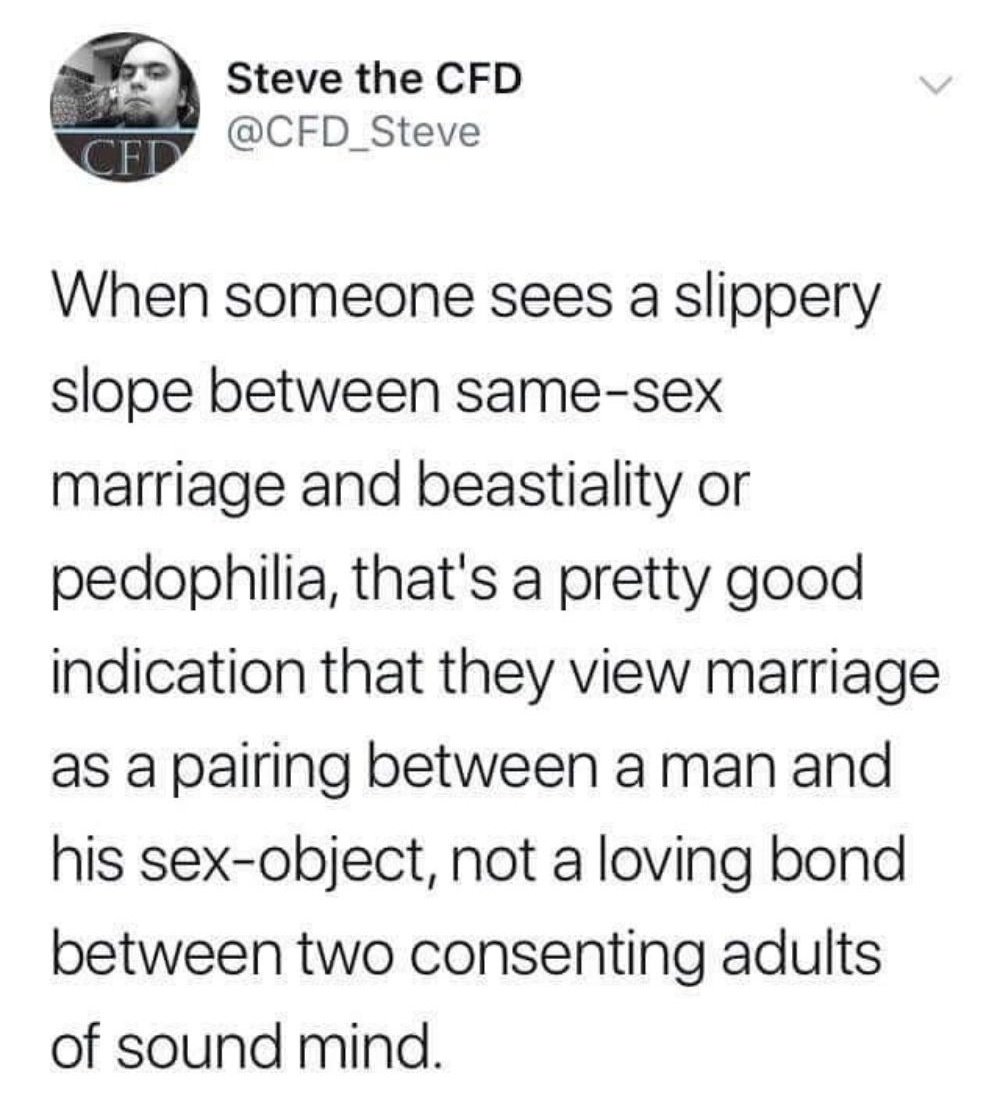 This is because society still perpetuates the myth that marriages is a man owning property and not a relationship.