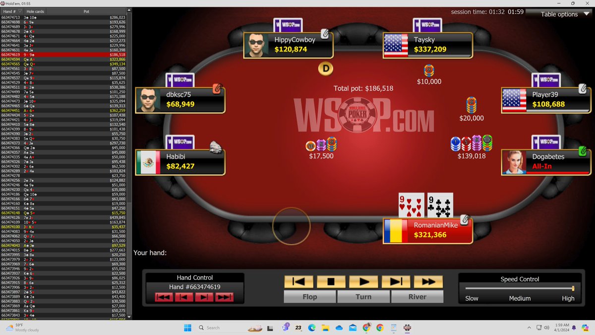 Here's a good one #poker world! A tight player raises around 10bb all in UTG.. and you're holding 99 UTG+1 ... you have around 20bb..What do you do? @wsop @wsopcom #wsop #wsop2024