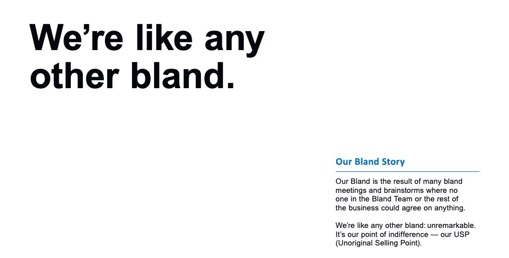 VikkiRossWrites's tweet photo. Throwback to #AprilFoolsDay 2019: Paul @mellorandsmith, @Gracie_EG and I brought you the #BlandBook

If you're working with principles like dedicated, authentic and passionate, these guidelines are for you - warning: they're totally mundane.

https://t.co/779Z34hrUW https://t.co/GosD6dICAx