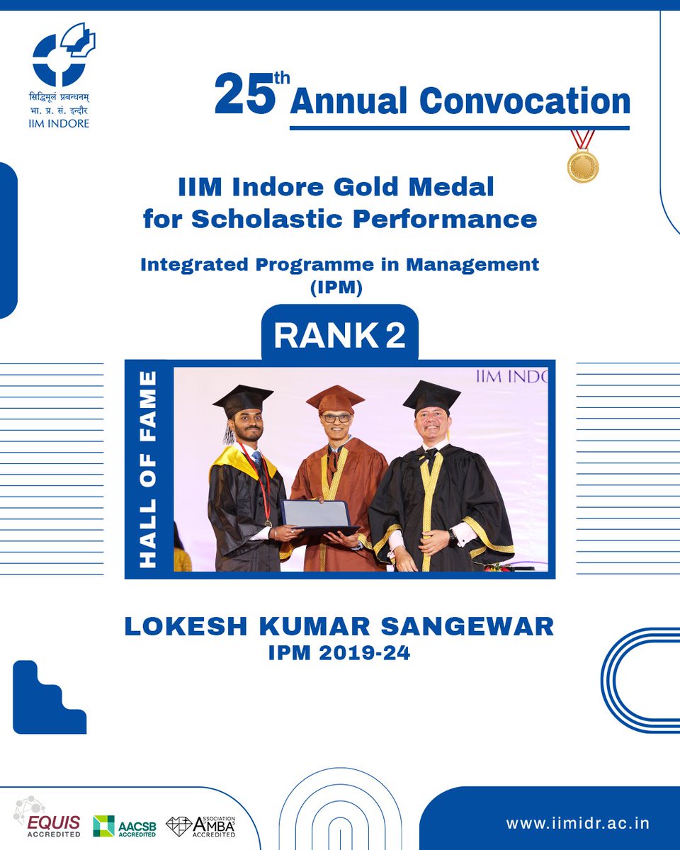 IIM_I's tweet photo. #25thConvocation: Meet our IPM Gold Medalists who received their awards at the convocation ceremony on March 31, 2024. Many congratulations!
#IIMI #IIMIndore @askhimanshurai @MM_Murugappan @rndx1 @EduMinOfIndia @PMOIndia https://t.co/74EgQ2JwgW
