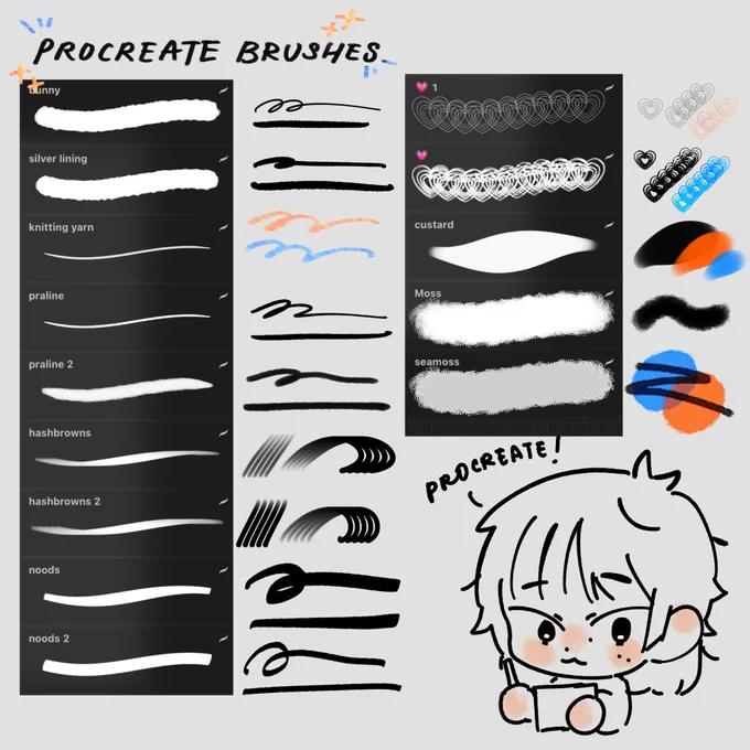 feeling a bit silly so I made a bunch of procreate brushes  ⬇️ 