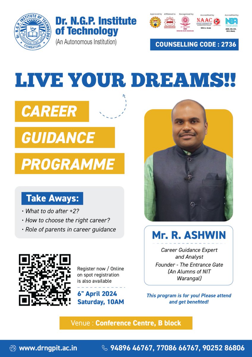 rk_vivekha's tweet image. Career Guidance Programme at Dr NGP Institute of Technology, Coimbatore (An Autonomous Institution) on April 6, 2024