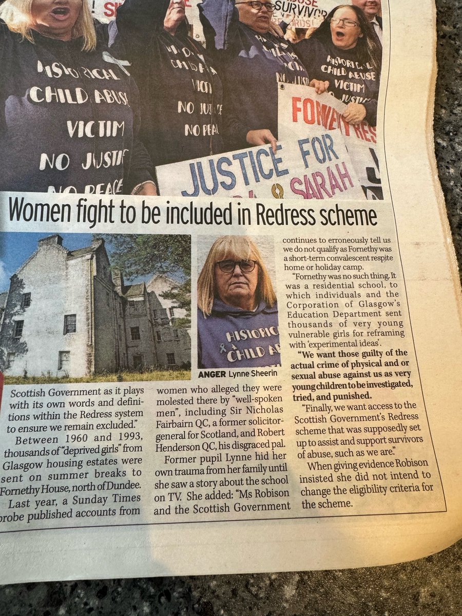 Well done @MailOnline @johncferguson for giving the Fornethy women support for their case and exposing @theSNP Deputy 1st Minister @ShonaRobison for her dreadful stance blocking these abuse survivors from Redress scheme. Her logic is that they were only abused for a short time.