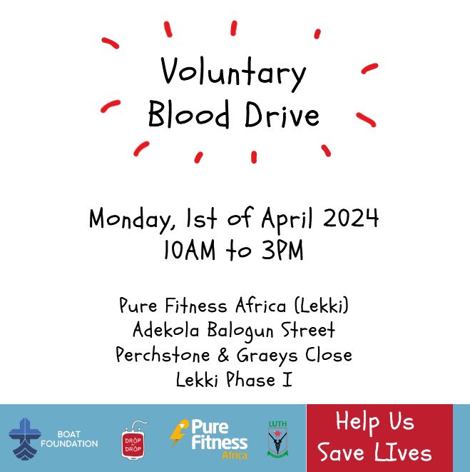 If you’re in Lagos, please go to pure fitness Lekki phase 1 to donate blood. 🩸 🙏🏾 There are people in emergency situations that NEED blood and can’t afford it. Please help us save lives 🙏🏾 drop by drop