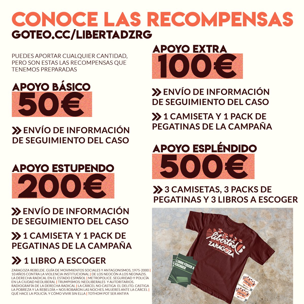 Junto a las penas de prisión, los cuatro jóvenes mayores de edad deben hacer frente a elevadas multas económicas. Las multas son otra forma de condenar a la juventud de clase trabajadora, a su familia y amigas. Por eso queremos ayudar a cubrir de forma solidaria estas multas.