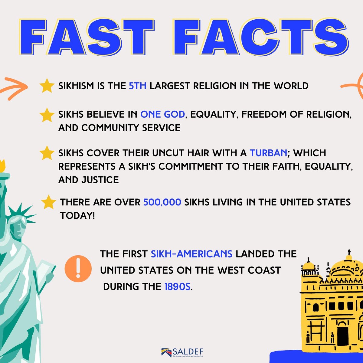 Although there are millions of Sikhs worldwide, many are still unaware of Sikh practices, beliefs, and customs. @SALDEF has created simple resources to educate the general public about the Sikh American community, visit SALDEF.org/Resources to learn more now!