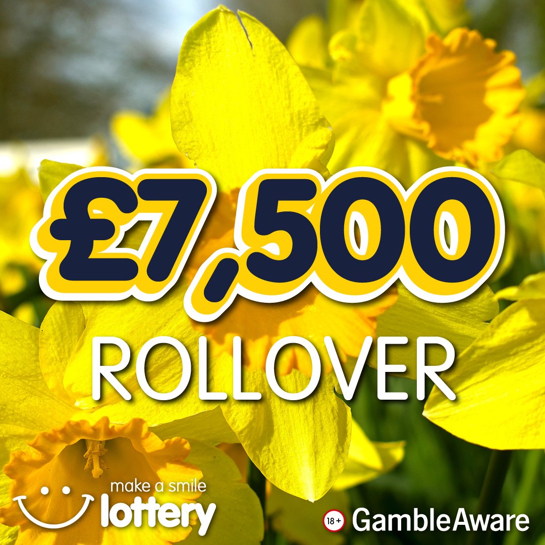 This week’s @makeasmilelotto #rollover will really put a spring in your step! The rollover has blossomed to an impressive £7,500! Will your luck be in full bloom? Could you flower into a #winner?bit.ly/3nFxrJu #TakeAChance #SpringFortune #WinBig #Lucky