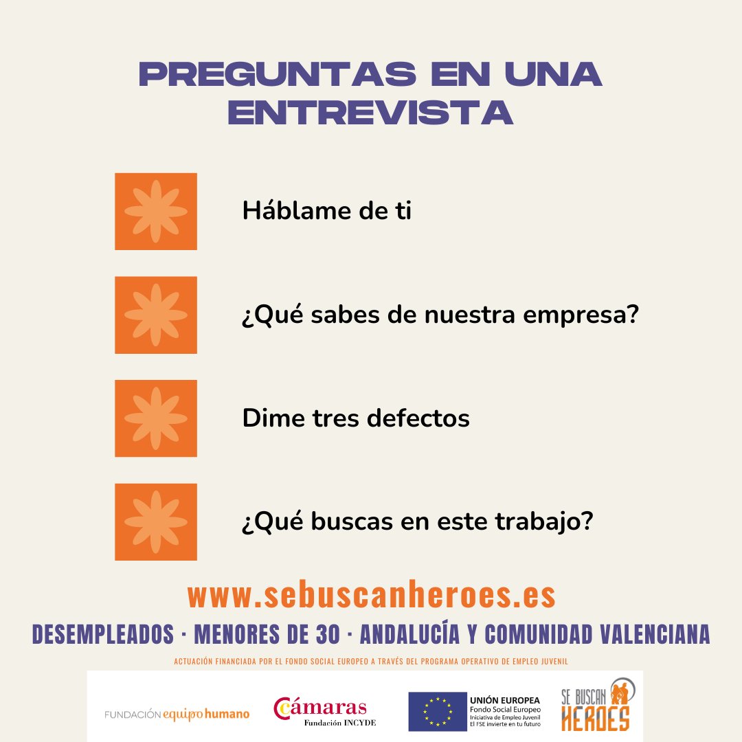 ¿Cómo las responderías?

Te dejamos preguntas que te pueden hacer en una entrevista de trabajo, siempre deberás llevarlas preparadas.¿Nos lo cuentas en comentarios?

Más información en sebuscanheroes.es