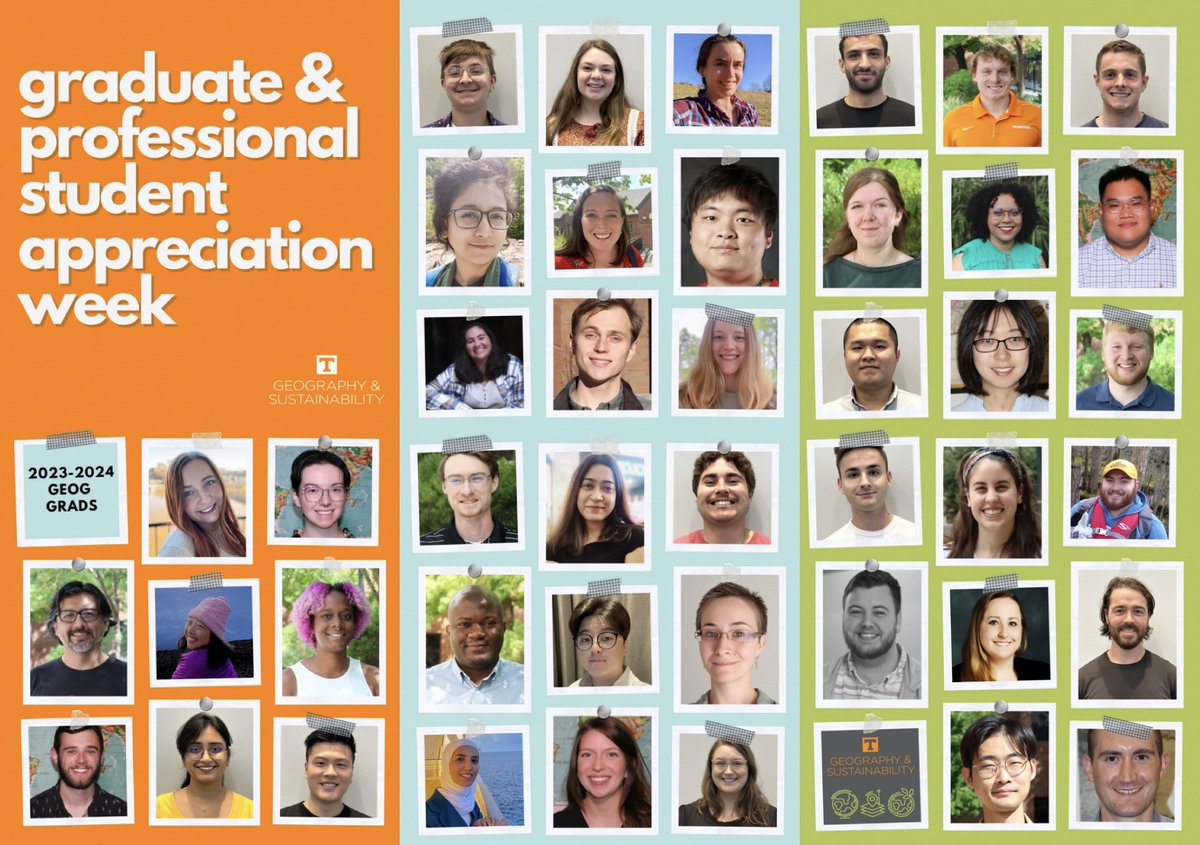 We have amazing grad students 🌟🌎 In addition to their course work and thesis or dissertation, they work hard to support our department and @UTKnoxville as teaching assistants, teaching associates, and research assistants! We 🧡 our grads! #GPSAW