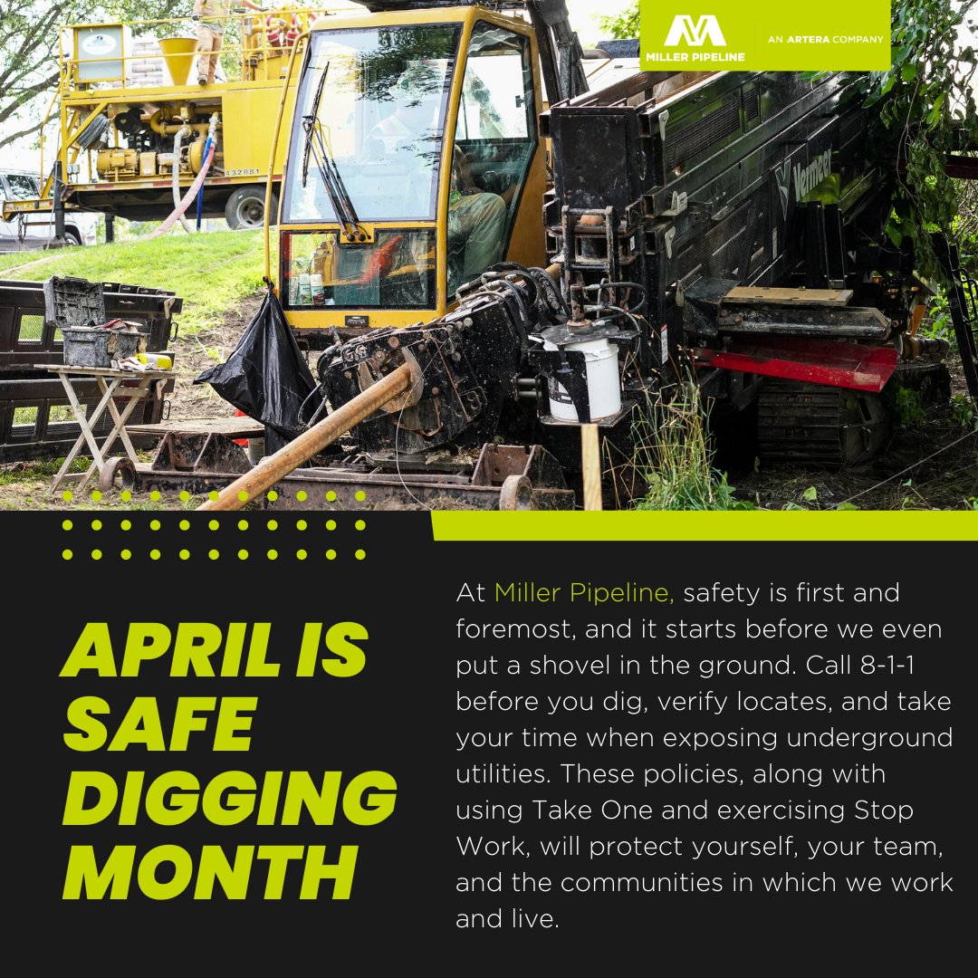 April is #NationalSafeDiggingMonth!

Know what's below before you dig, 

#safety #construction #call811 #safedigging #utilities