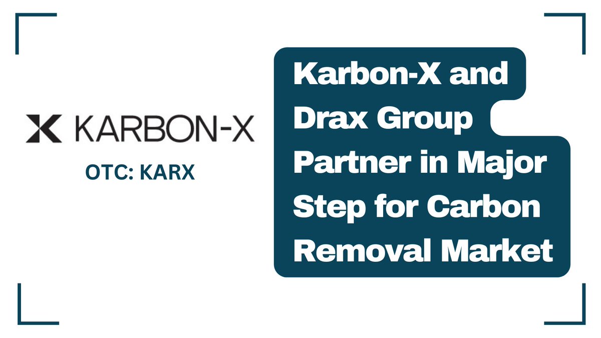 #KarbonX and #DraxGroup Partner in Major Step for #CarbonRemoval Market bit.ly/4cGBa1U 

#Bioenergy #CarbonCapture #CarbonCredits #CarbonOffsets @KX_Offsetter $KARX