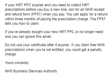 The HRT PPC was introduced a year ago. Renew it before it expires to keep receiving its benefits. Watch out for the email reminder sent a month before expiry. #happyhormones #menopausesupport #menopauseawareness #hrtppc