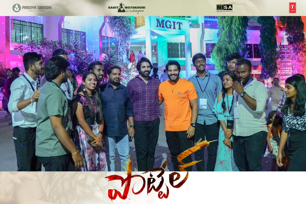 Team #Pottel electrified by the incredible energy and enthusiasm of students at MGIT College, Hyderabad🔥 

🎬 by @MothkuriSaahith
💰 by @nishankreddy17 @SureshKSadige

@YuvaChandraa @AnanyaNagalla @NisaEnt @pscreations_psc #ShekarChandra @mrnoelsean @pottelthemovie @priyankaoffl