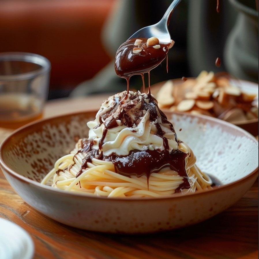 Brace yourselves, pasta lovers. Introducing our brand new, spring dessert... Choc-ghetti Surprise! 🍫🍝 Who says pasta can't satisfy your sweet tooth? Find out more: bit.ly/3vxjftK