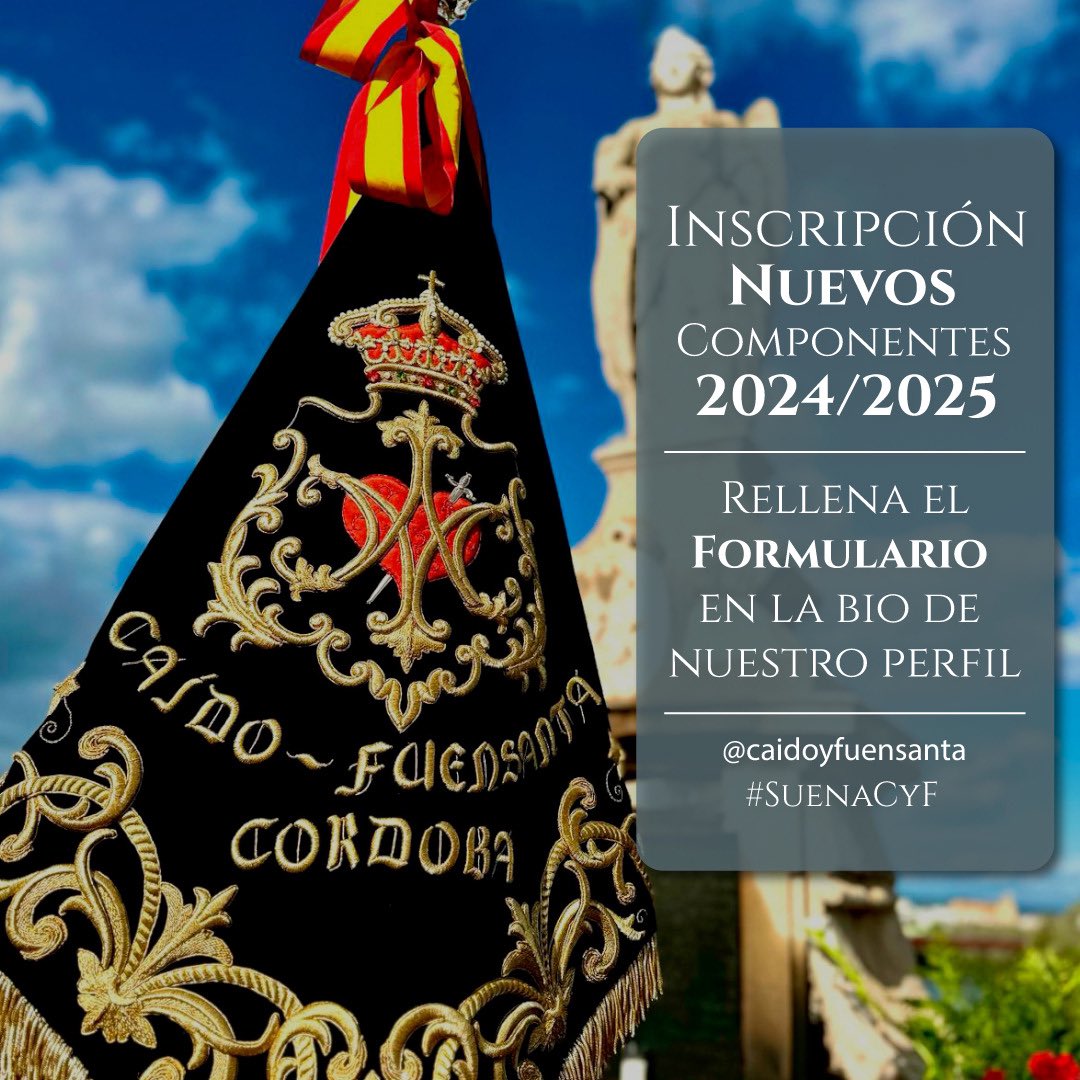 Caidoyfuensanta's tweet image. 🔴NUEVOS COMPONENTES

Abrimos plazo de inscripción a nuestra formación para la próxima temporada 2024/2025

Rellena el formulario mediante este enlace: forms.gle/Kjhjp6FXSEegyU… y únete a nuestra familia.

Si no sabes tocar, nosotros te enseñamos. Estate atento a nuestras redes…