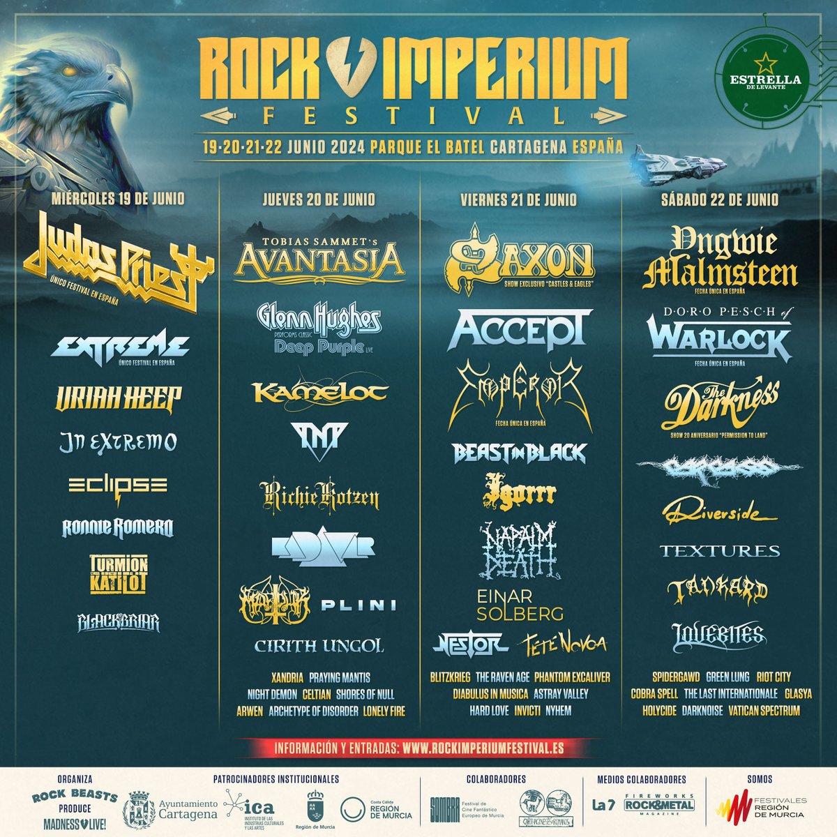 RockImperiumFes's tweet photo. 🌟 ¡NUEVAS CONFIRMACIONES Y UN ESPECTACULAR SORTEO DE 3 ABONOS INDIVIDUALES! 🎸 

Como sois el mejor público del mundo mundial, en lugar de una banda para sustituir la caída de Anthem, vamos a incluir DOS. Ni más ni menos que los Suecos Eclipse, una de las bandas que más nos habéis pedido desde el nacimiento del festival y que se han ganado por derecho propio su participación en el festival. Pero como no podía ser de otra manera, necesitábamos una buena dosis de puro Heavy Metal y para ello hemos podido conseguir que una de las más míticas formaciones de la NWOBHM se sume al cartel. Ni más ni menos que los británicos Blitzkrieg, capitaneados por el incombustible Brian Ross.

Dos confirmaciones que a buen seguro harán las delicias para los amantes de ambos géneros, el Hard Rock melódico y el puro Heavy Metal.

¡Vamos a celebrarlo sorteando 3 abonos individuales para Rock Imperium Festival! ¿Cómo participo? 🤘🔥

☝️ Sigue la cuenta oficial de Rock Imperium Festival.
✌️ Menciona en comentarios a los dos amigos que te traerías al festival. 
🤟 Comparte esta publicación en tu perfil o story en modo público o envía una captura para que podamos comprobarlo.

Tenéis hasta el 3 de abril a las 12:00 para participar. Los ganadores serán anunciados ese mismo día y deberán escribir a sorteos@madnesslive.es indicando su nombre completo para reclamar su premio. Ojo con los scammers, no os escribiremos, si lo hace algún perfil será falso. 

¡Nos vemos pronto! 🤘☀️🌊

https://t.co/OOmzDhk0nE

:: 

🌟 NEW CONFIRMATIONS AND AN AMAZING RAFFLE OF 3 INDIVIDUAL PASSES! 🎸

As you are the best audience in the world, instead of one band to replace Anthem, we are going to include TWO. None other than the Swedes Eclipse, one of the bands that you have requested the most from us since the birth of the festival and that have earned their participation in the festival in their own right. But as it could not be otherwise, we needed a good dose of pure Heavy Metal and to do so we have been able to get one of the most legendary bands from the NWOBHM, to join the lineup. None other than the British Blitzkrieg, led by the incombustible Brian Ross. Two confirmations that will surely delight lovers of both genres, melodic Hard Rock and pure Heavy Metal.

Let's celebrate by raffling off 3 individual passes for Rock Imperium Festival! How do I participate? 🤘🔥

☝️ Follow the official Rock Imperium Festival account.
✌️ Mention the two friends you would bring to the festival in the comments.
🤟 Share this post on your profile or story in public mode or send a screenshot so we can verify.

You have until April 3 at 12:00 to participate. The winners will be announced same day an must write to sorteos@madnesslive.es indicating their full name to claim their prize. 

See you soon!  🤘☀️🌊

https://t.co/OOmzDhk0nE