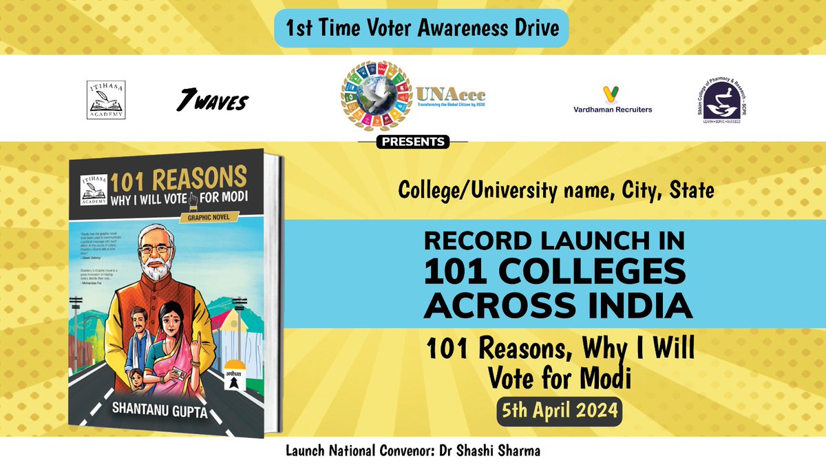 uonaccc's tweet photo. @narendramodi #Gujarat Based Globally 157 Countries Presence Org @unacccorg Flagship Initiative with 101 #Asian Leading Universities/Colleges  Launching on 5th April Book"101 Reasons-Why I Should Vote for #Modi Ji 🇮🇳 Under @unacccorg @PMOIndia @ArunSinghbjp
@JPNadda @blsanthosh https://t.co/CuYoJgtwA5
