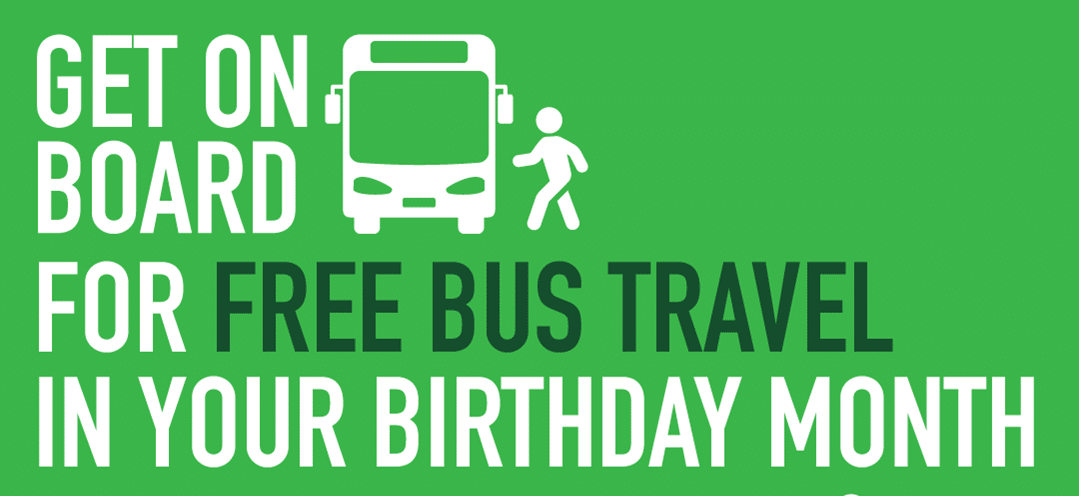 🚌🎉 Birthday bus month 🎉🚌

Thinking of a trip to the cinema, shopping trips or day’s out enjoying the sights and sounds of the West of England? For free travel on our buses during your birthday month you can apply for your bus pass at: bit.ly/3Fr6br0