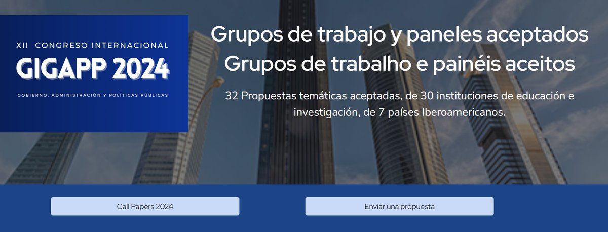 🚩[ABIERTO] Call Papers para participar en el XII Congreso Internacional #GIGAPP2024 Gracias a nuestra vibrante comunidad de investigación en #gestionpublica #políticaspúblicas en #Iberoamérica avanzamos congresoxii.gigapp.org/convocatoria/c… cc @jatenas @jasoncp_94