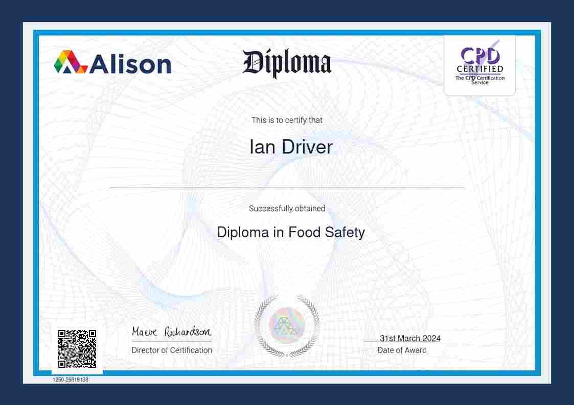 GREAT NEWS Proud to have passed my diploma in food safety to keep up the high standards for our foodbank. Yes I am an approved food hygiene trainer for South Tyneside Council Environmental Health #Alison