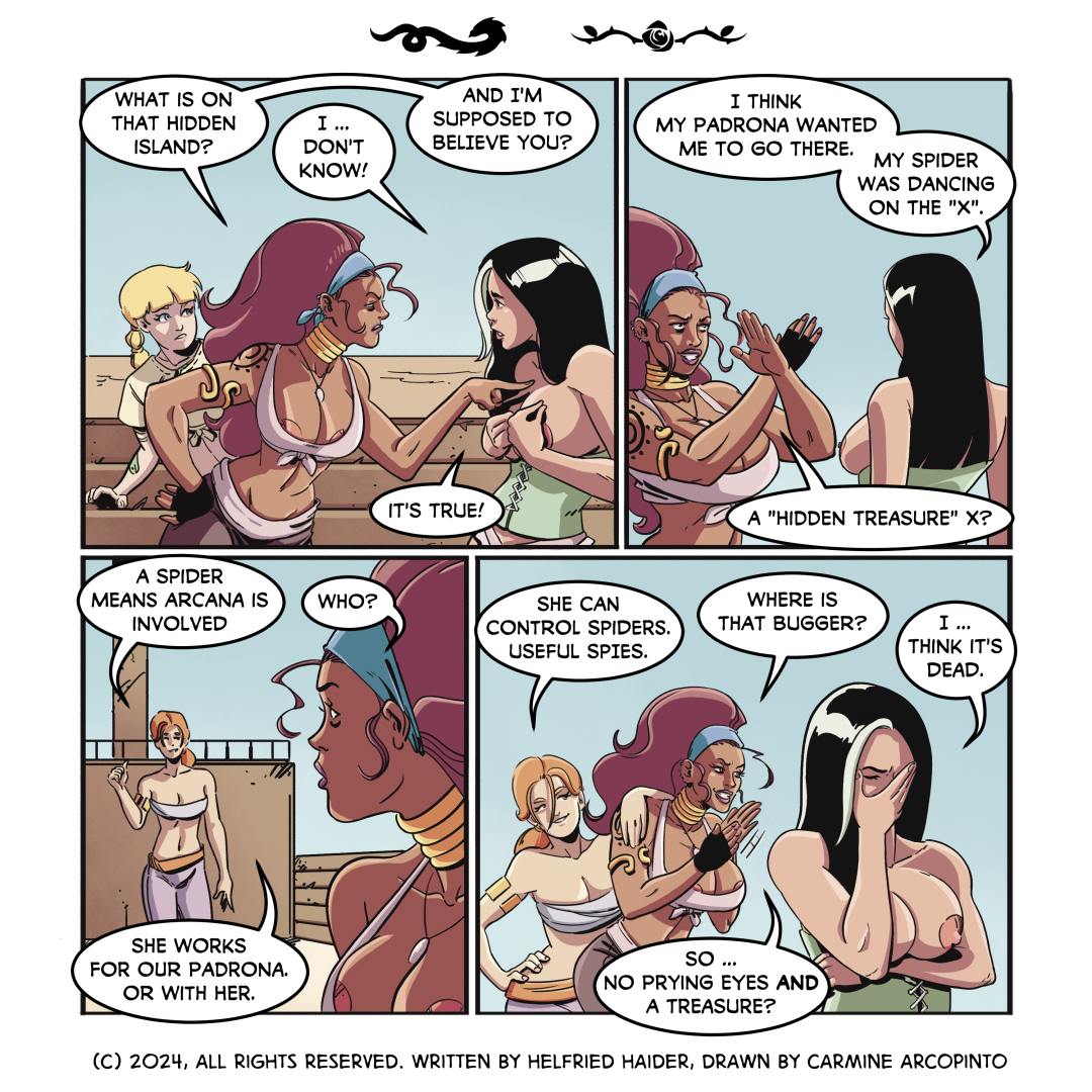 520 - The excited captain
Bahia is thrilled. But what would she prefer? Treasure or pleasure?
#webcomic