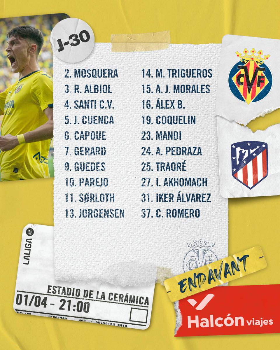 Lista de convocados para el #VillarrealAtleti 📝⚽️