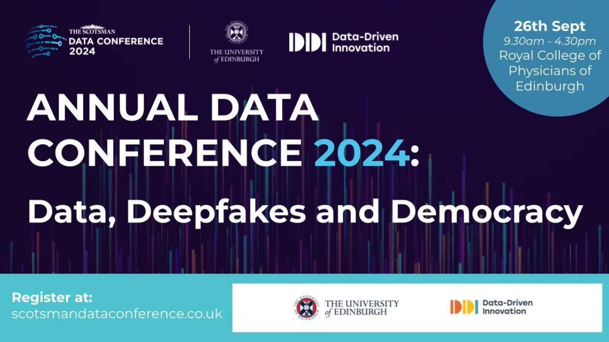 📣 GREAT NEWS! The Annual Data Conference is back for 2024, and the website is now live! 📣 Join us and <a href="/TheScotsman/">The Scotsman</a> at the #Data, #Deepfakes, and #Democracy Conference on Sep 26th. 

⭐ Hosted by <a href="/davidleemedia/">David Lee</a> ⭐

Visit the website to book your free ticket. We will be sharing