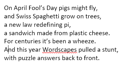 AnnaQuarendon's tweet photo. #Quangleverse #verse #rhyming #poetry #writing #septet #AprilFoolsDay #April1st #tricks #words @Wordscapes #backtofront https://t.co/4HPHjj5iJg