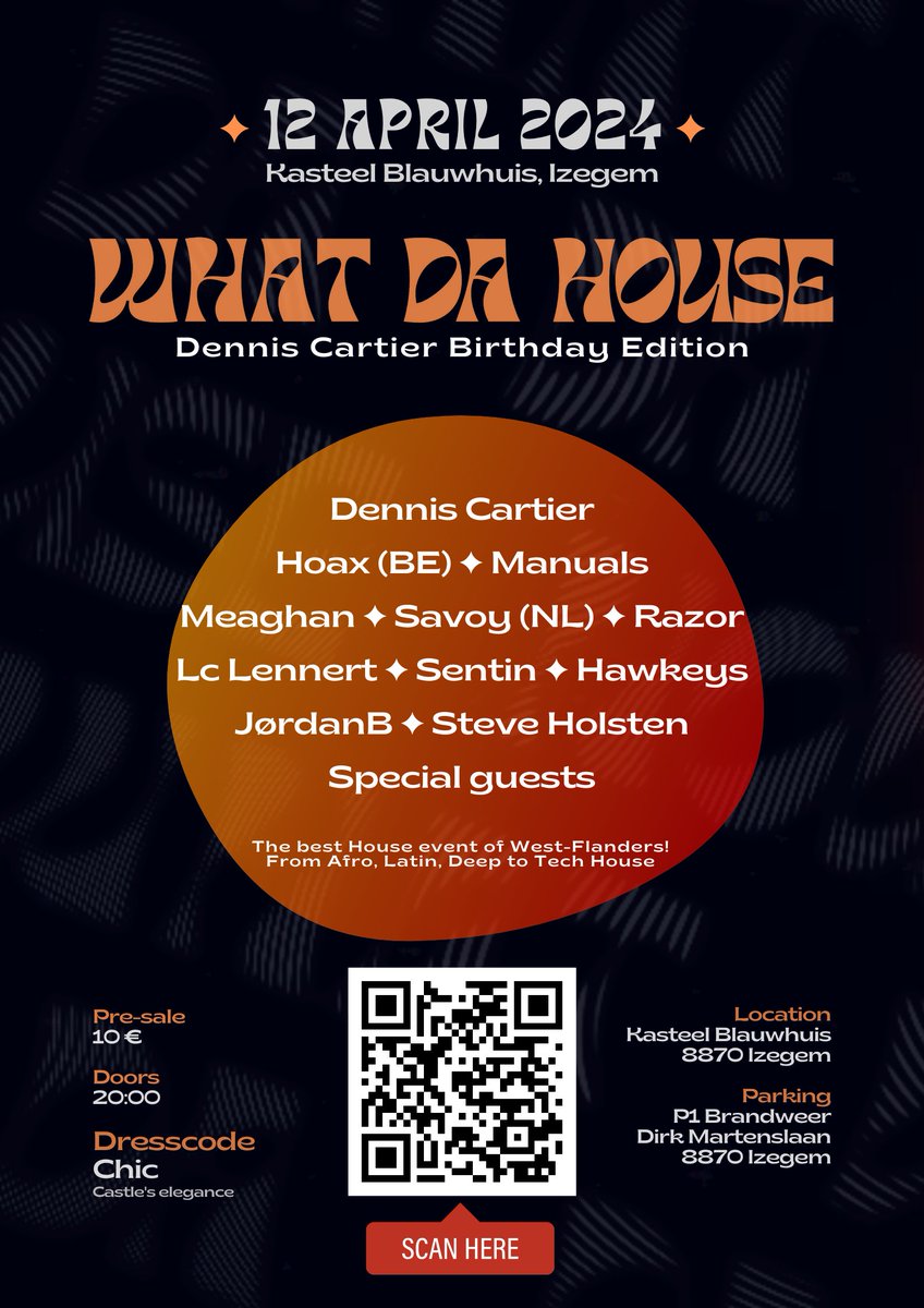 DennisCartier's tweet photo. Can't wait for the first edition of this year! This is just the beginning for @whatdahouse! See you all on the 12th of April at the beautiful castle Blauwhuis, Izegem. Tickets via https://t.co/1rrX7xwX8c #EVENT #birthday https://t.co/PR4iXSMR37