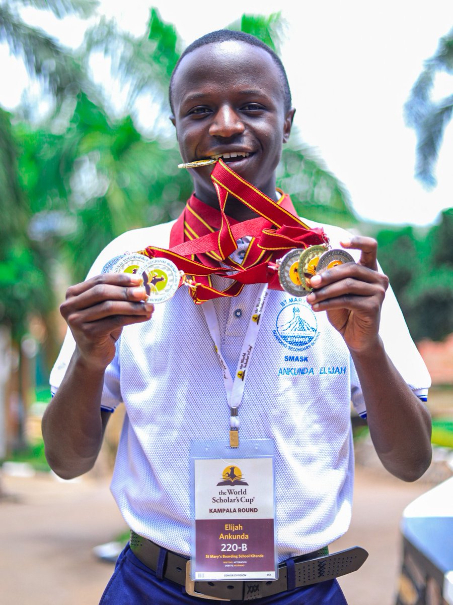 #MCM: SMASK debator, poet, creative writer Ankunda Elijah flexing his haul from the World Scholars' Cup Kampala 2024🥇🥇🥇 We are truly proud of you Elijah.👏🏾 #EducationIsAPriority