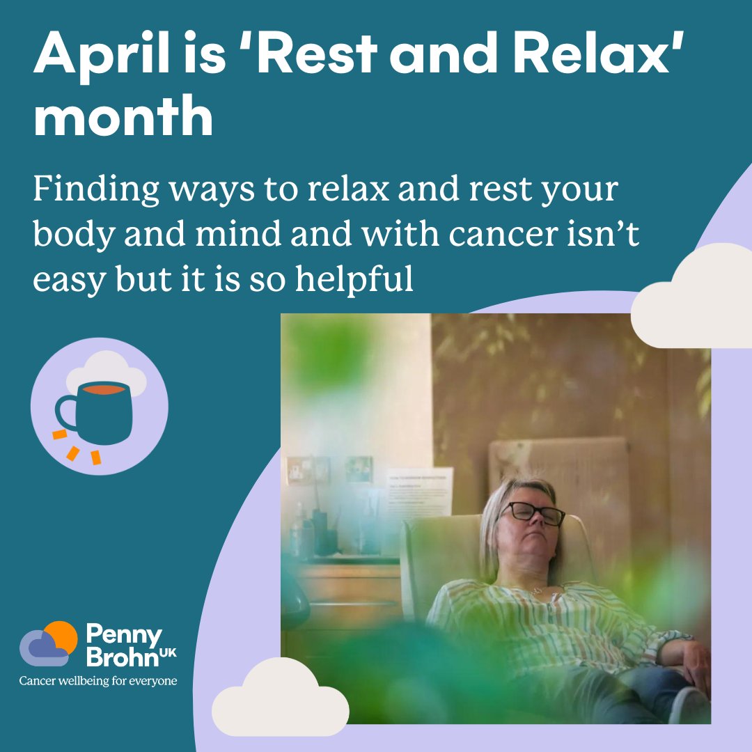 For April, we are highlighting our 'Rest and Relax' pillar☕️ Our Relaxation Room runs every Monday and Tuesday. They are guided relaxation sessions that help reduce stress and promote relaxation for those living with cancer. l8r.it/kplr l8r.it/GLMW