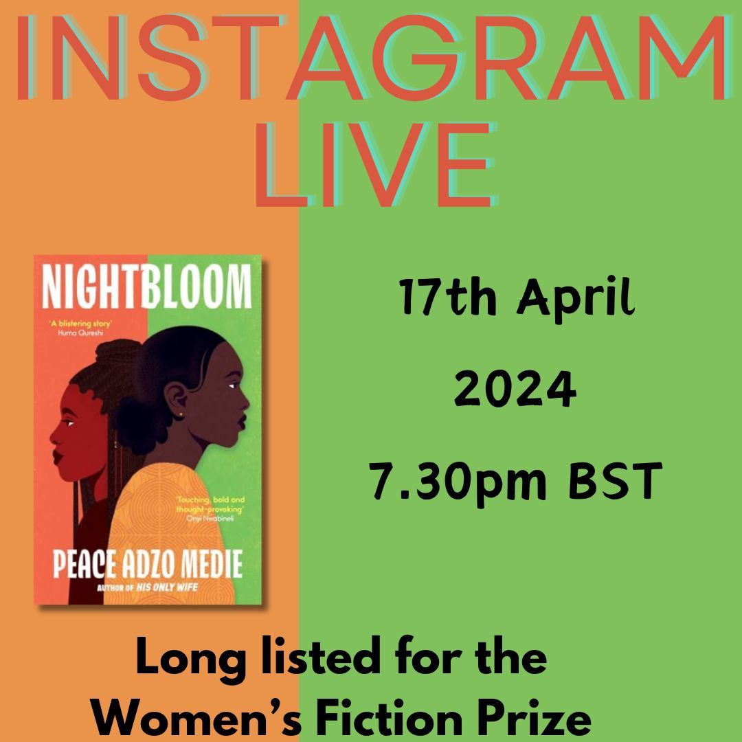 @Littlemissbook6 @SallyHepworth @panmacmillan @chlodavies97 @ellabee @mandyrobothamuk @AriaFiction @PeaceMedie @OneworldNews @HoZ_Books A little heads up, book lovers! We are very excited that we will be chatting with @WomensPrize longlisted @PeaceMedie about her incredible novel #Nightbloom on 17th April at 7.30pm BST (IG Live at squadpod2021). We hope you will join us!