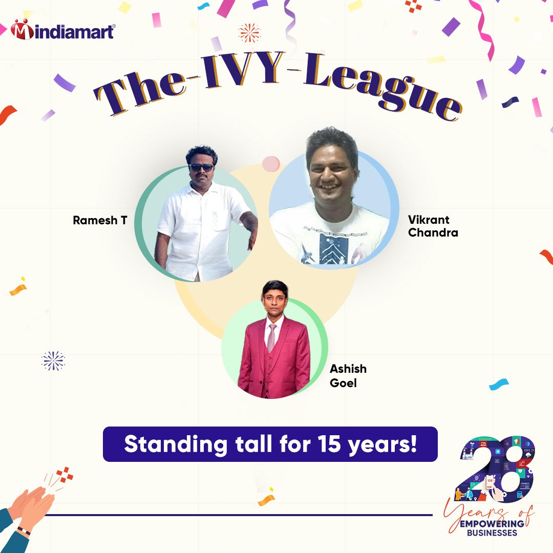 Shoutout to our IndiaMART Ivy League Superstars completing 15 years at IndiaMART! 💫

For 15 years, your unwavering dedication, innovative spirit, and exceptional teamwork have fueled our success story, infusing it with magic day in and day out. Here's to the unstoppable squad