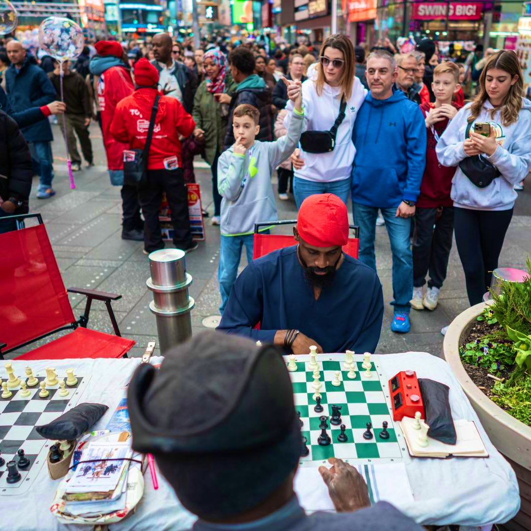 19 years ago, I saw a chess board for the first time in a barber’s shop. It was love at first sight-a love that has changed my life in unimaginable ways.
Today, I get to play again right in the heart of Time’s square.

surely, where we begin doesn’t define where we can go. Dream