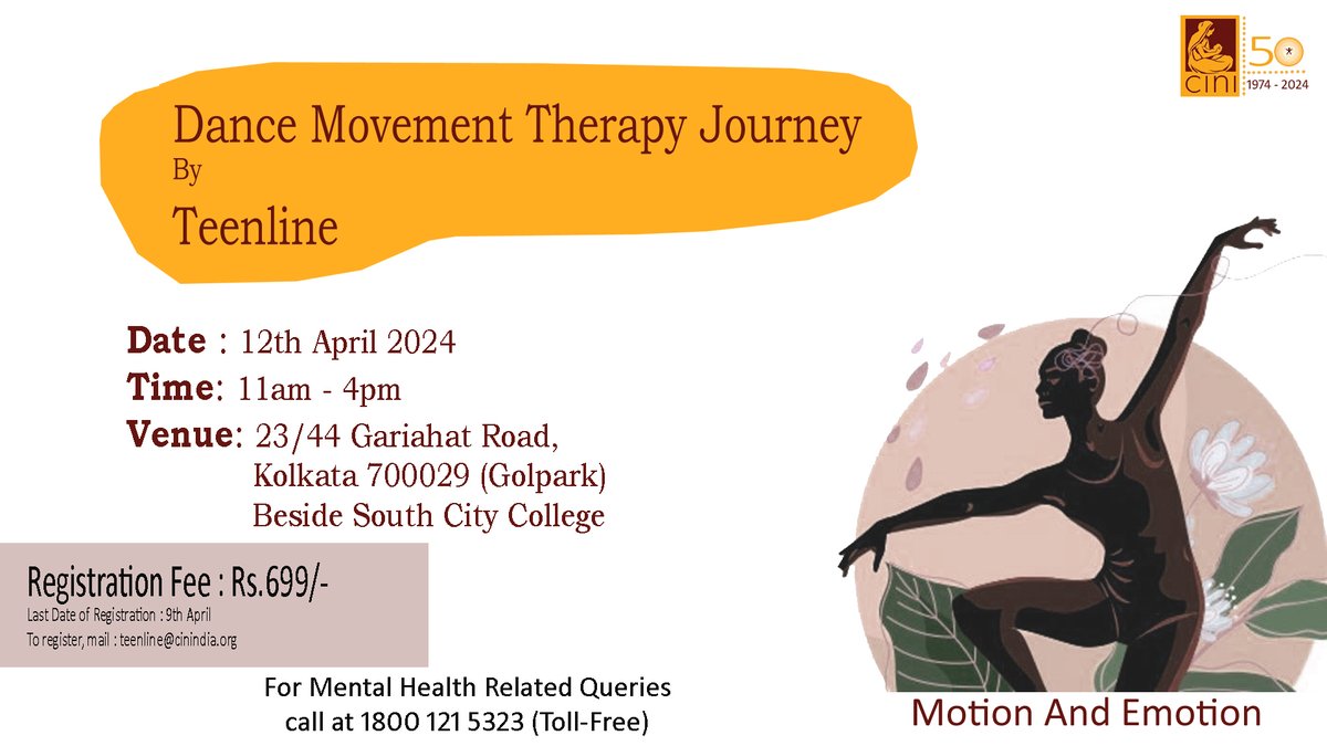 #dancemovementtherapy By #teenline on 12th April, 2024 at Gol Park, Kolkata. Call now for detail information (Toll Free) 1800-121-5323. Email : teenline@cinindia.org