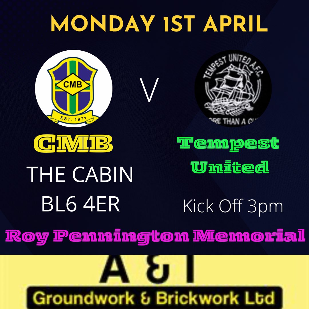First team host @Tempest_United today 3pm KO at the Cabin. All your support is very much appreciated. 💛💙